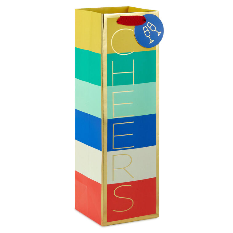 13" Cheers Color Block Wine Gift Bag