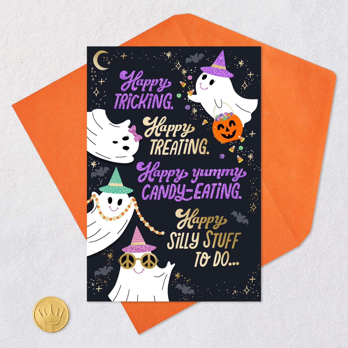 Happy Day to Awesome You Halloween Card Card Front with Envelope and Gold Seal image number 5