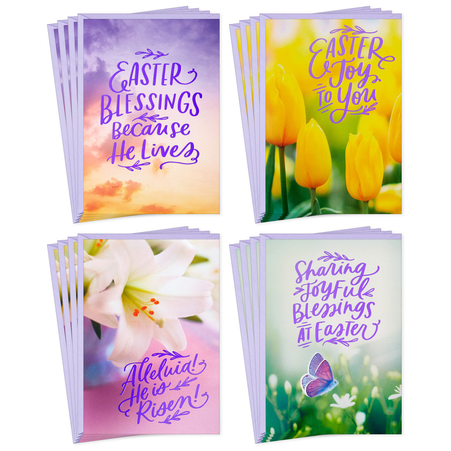 Springtime Nature Assorted Religious Easter Cards, Pack of 16