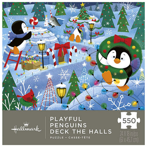 Playful Penguins Deck the Halls Jigsaw Puzzle, 550 Pieces, 