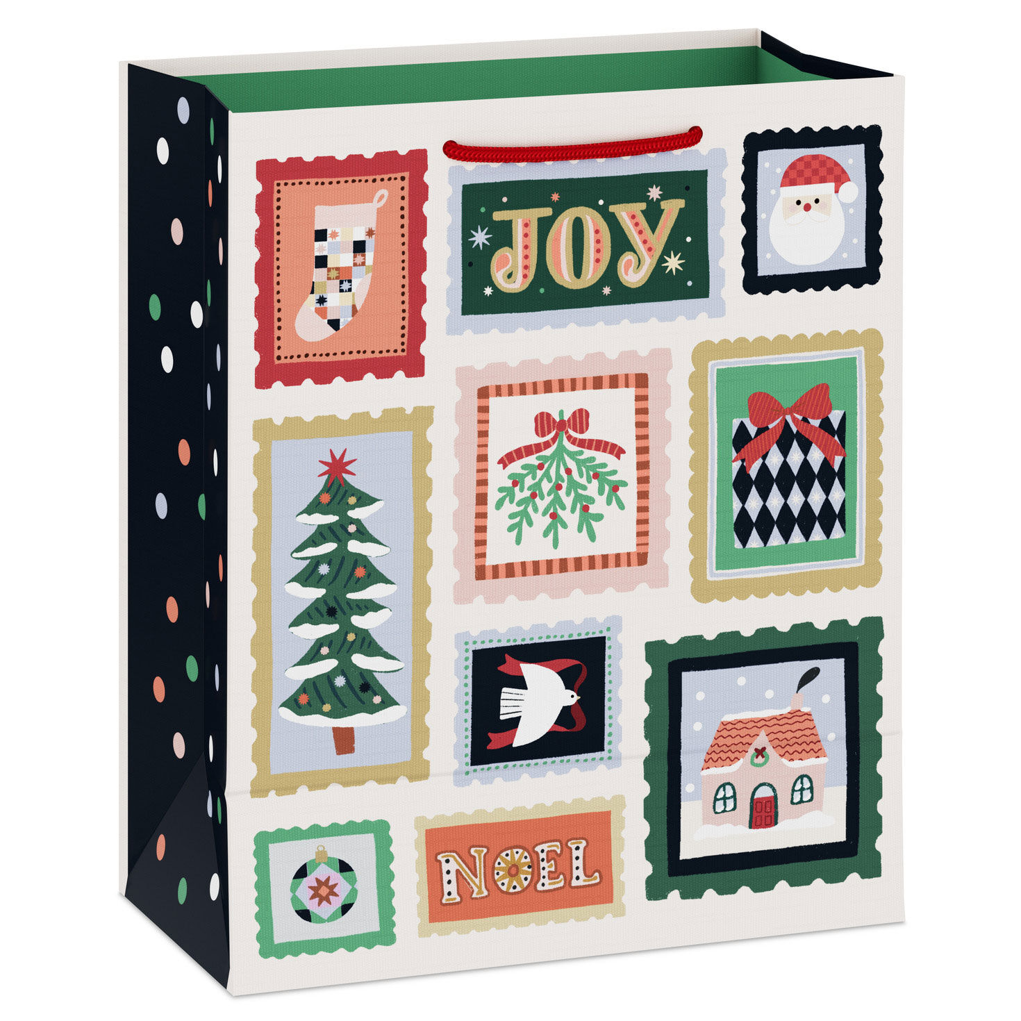 Winter Stamps Medium Holiday Gift Bag Back image number 6