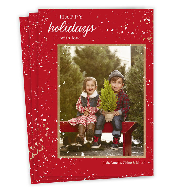 Speckled Campfire Cheer Flat Holiday Photo Card