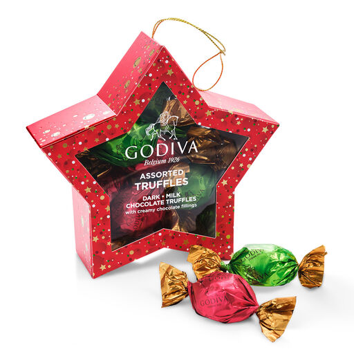 Godiva Assorted Chocolate Truffles Star Ornament, 10 pieces, 
