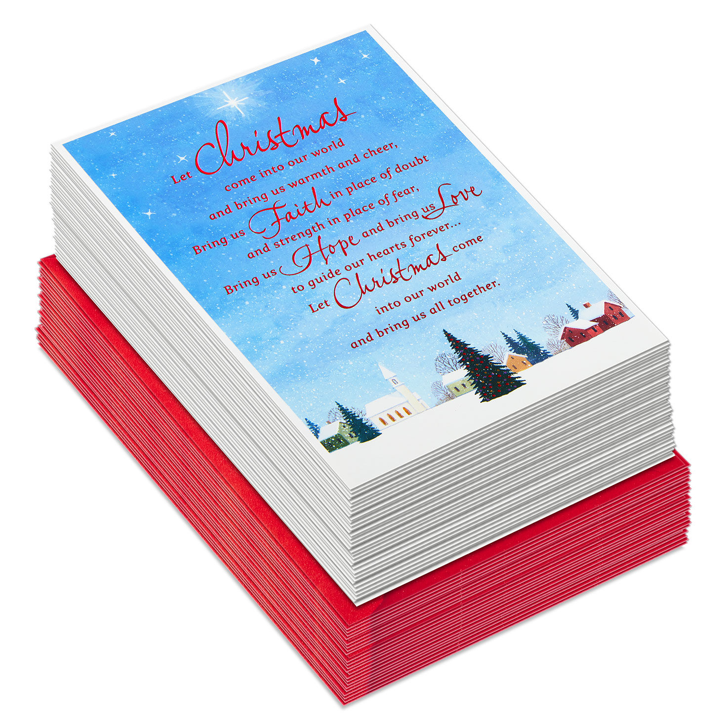 Snowy Landscape and Church Christmas Cards, Box of 40