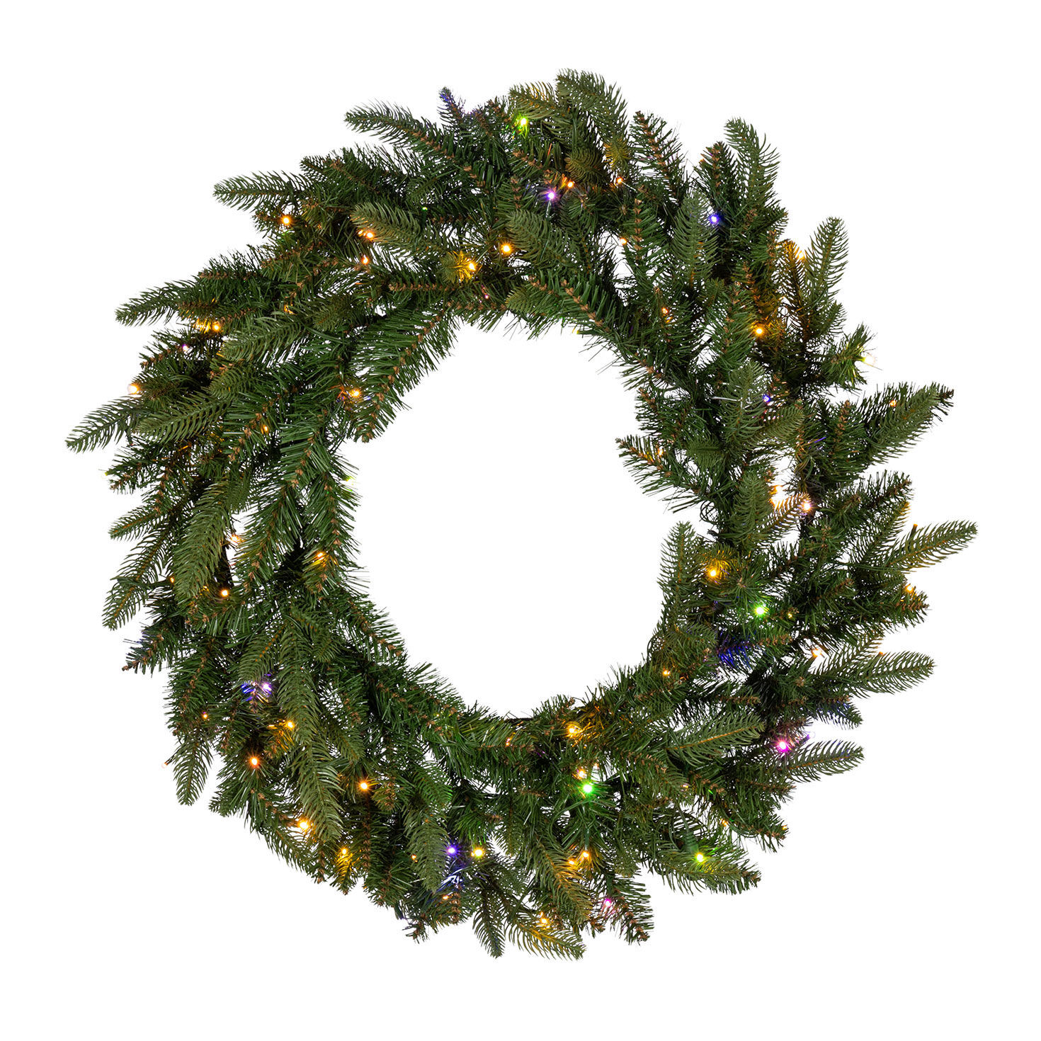 30 in Pre-Lit Natural Cut Saginaw Spruce Wreath with 100 Color-Changing LED Lights front image number 2