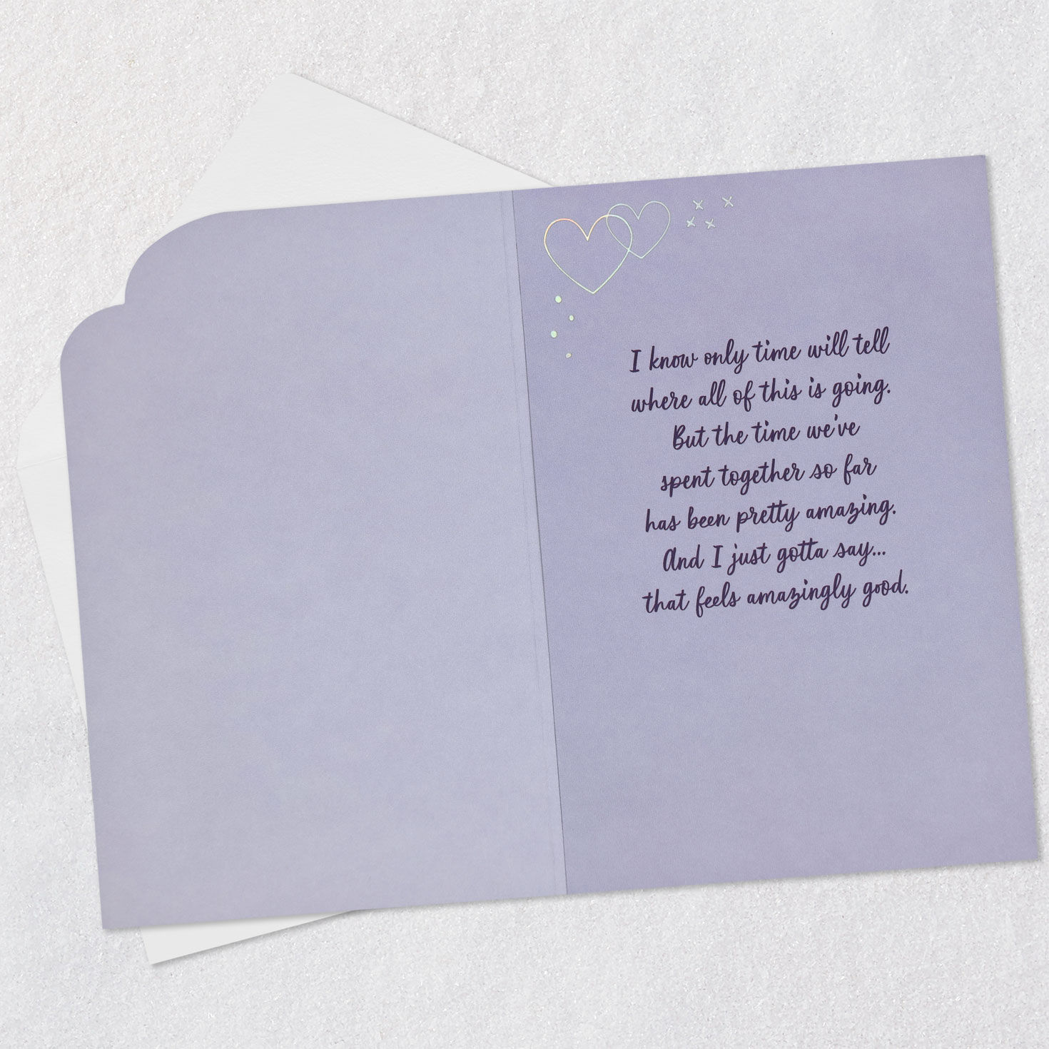 Purple Lettering on White Romantic Love Card Open card with envelope image number 3