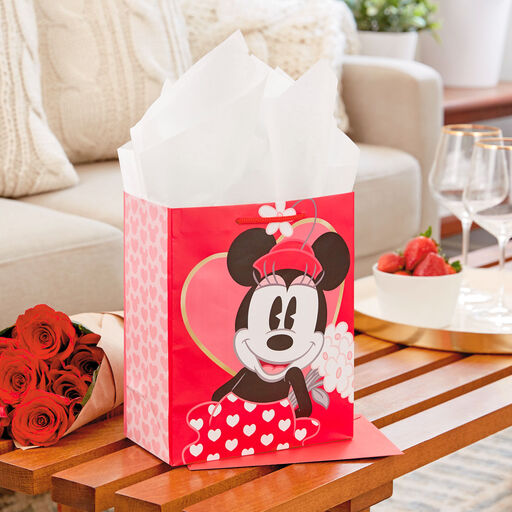 9.6" Disney Mickey and Minnie Medium Valentine's Day Gift Bag, 