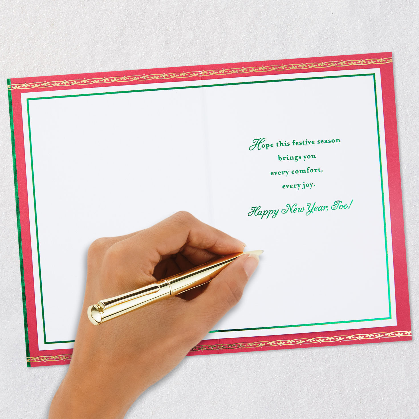 Green and Gold Christmas Card Signing card image number 7