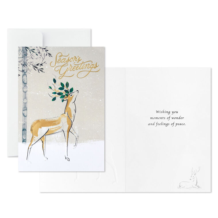 Majestic Deer and Birch Christmas Cards Pack Card Front with Sentiment image number 3