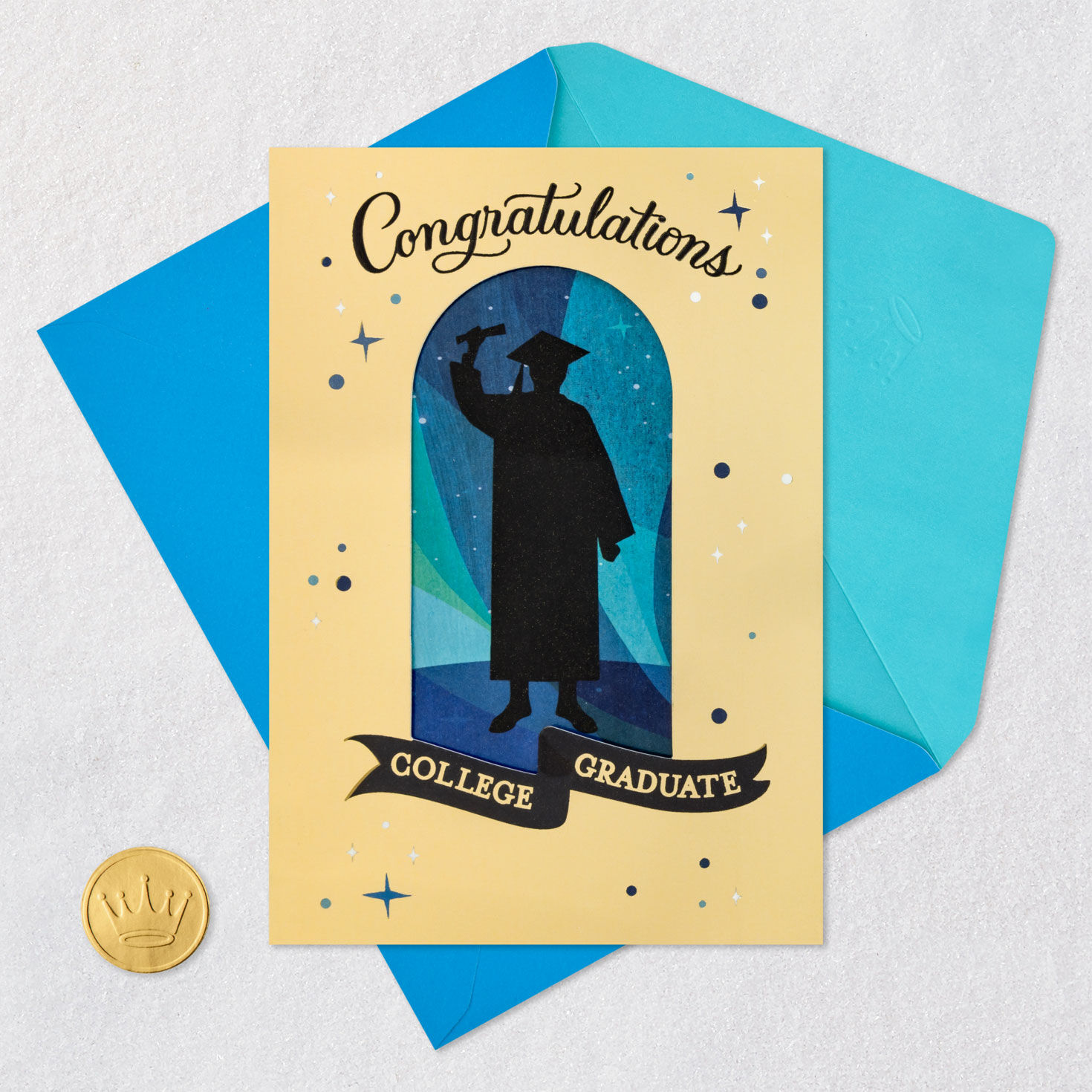 Graduate in Gold Arch College Graduation Card Card Front with Envelope and Gold Seal image number 6