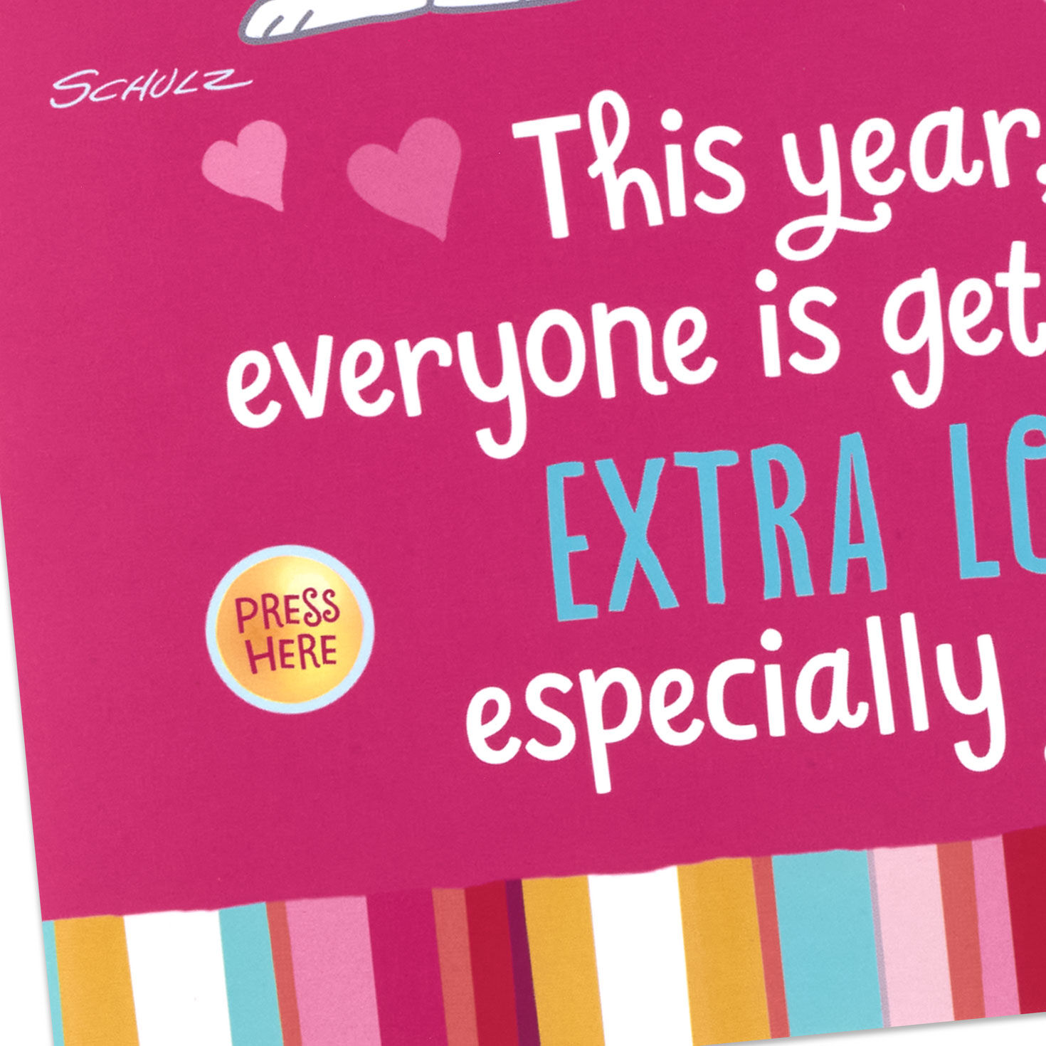 Bubbly Heart Peanuts Valentines Day Card With Music Card Front Detail image number 4