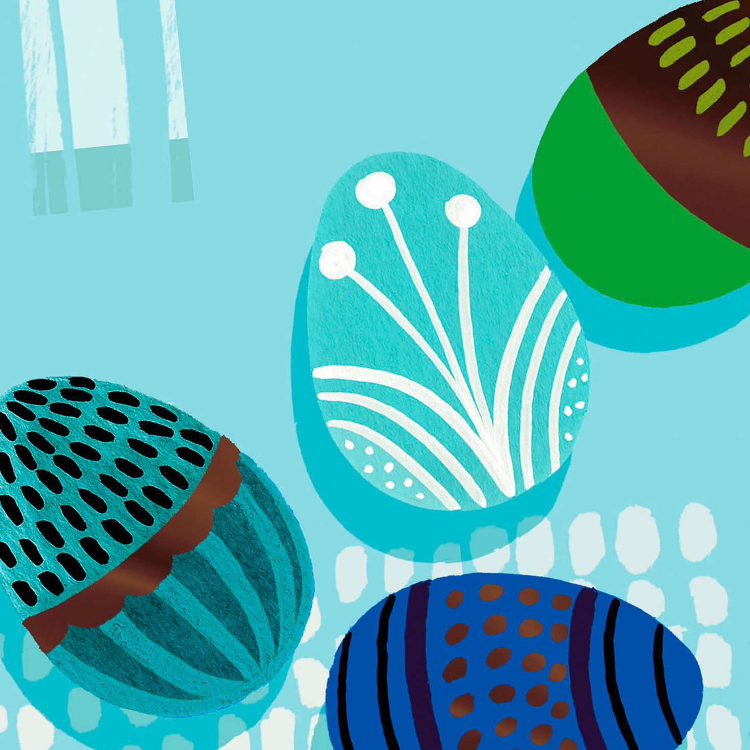 Blue, Teal and Green Abstract Easter Card for Nephew Card Front Detail image number 4