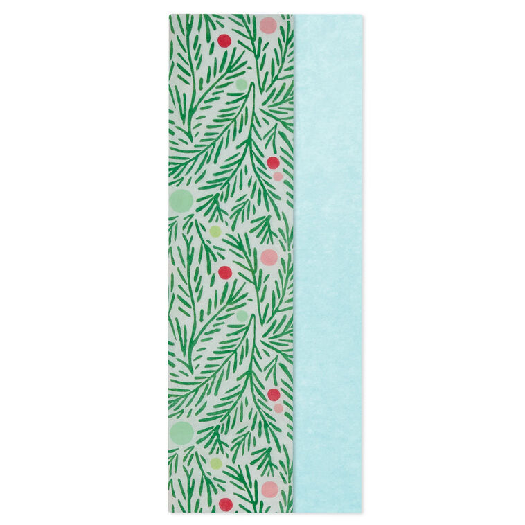 Light Blue/Boughs and Dots 2-Pack Holiday Tissue Paper, 6 sheets