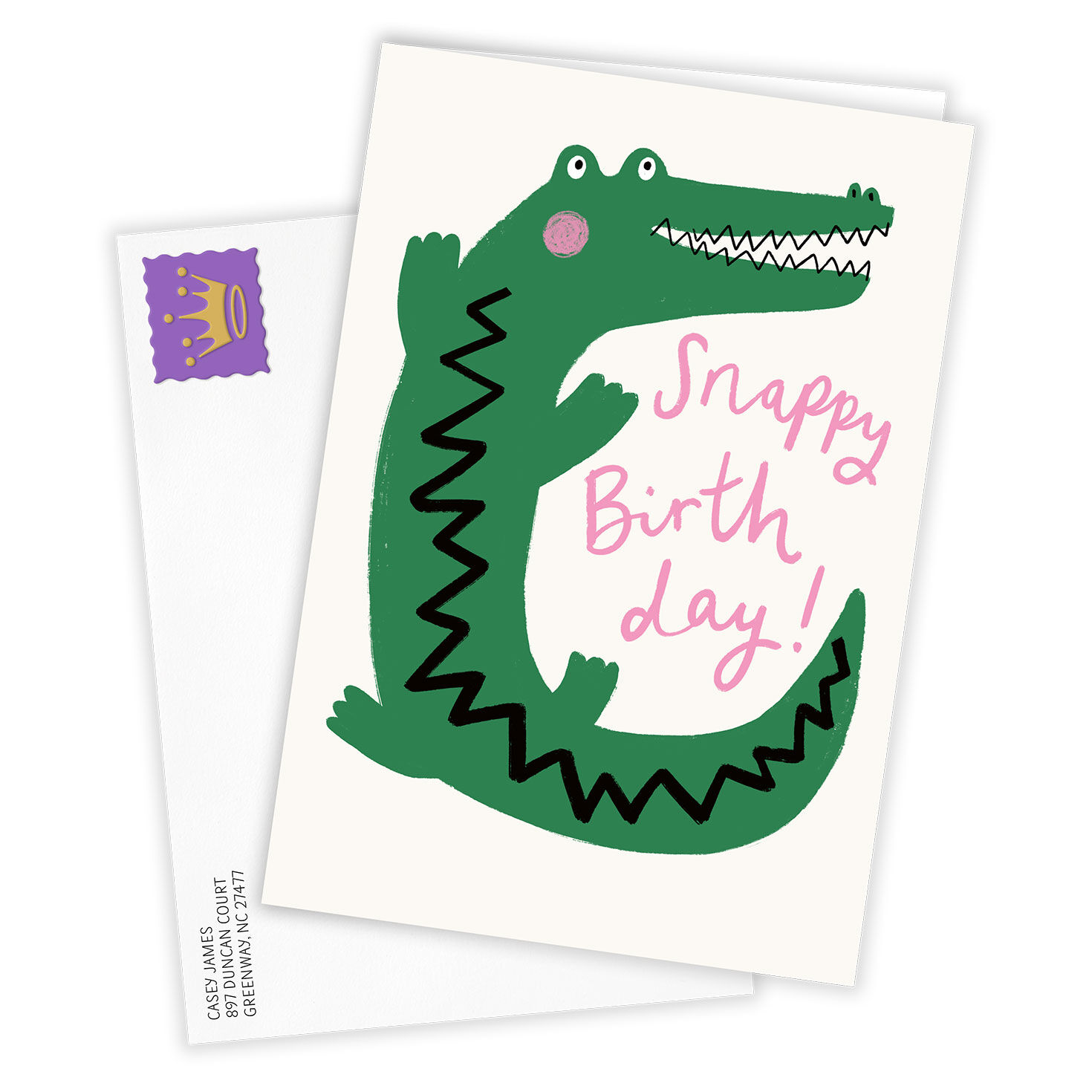 Crocodile Drawing Personalized Birthday Card Card Front with Envelope image number 2