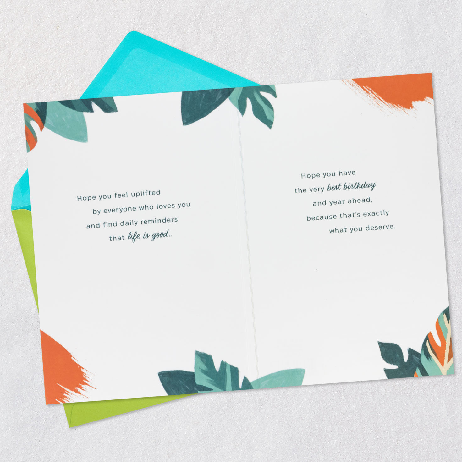 Colorful Monstera Leaves Grandson Birthday Card Open card with envelope image number 5
