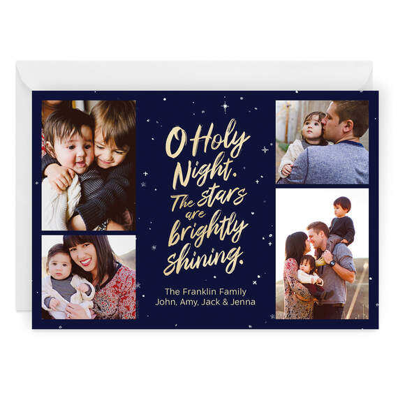 Starry O Holy Night Flat Christmas Photo Card