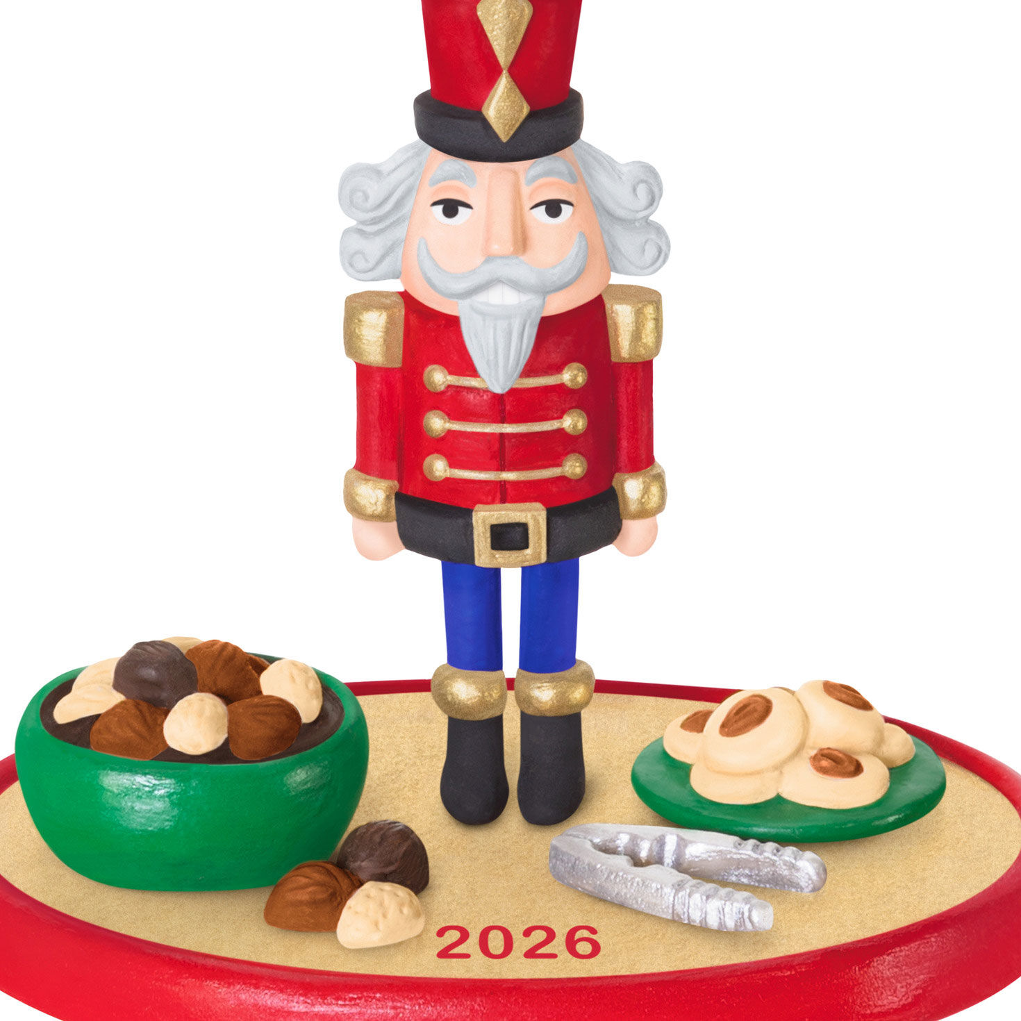 Nutcracker and Bowl of Nuts Keepsake Ornament closeup view image number 5
