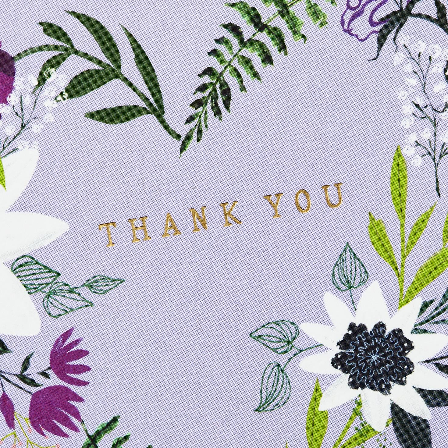 Floral Heart Wreath on Lavender Blank Thank You Notes, Pack of 10 ...