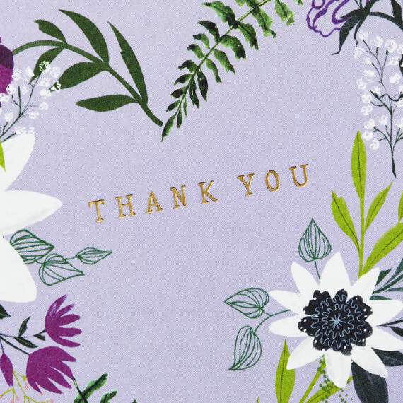 Floral Heart Wreath on Lavender Blank Thank You Notes, Pack of 10, , large image number 3