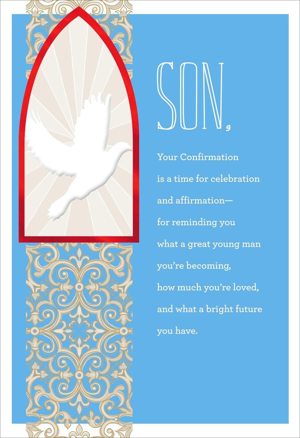 White Dove Confirmation Card for Son