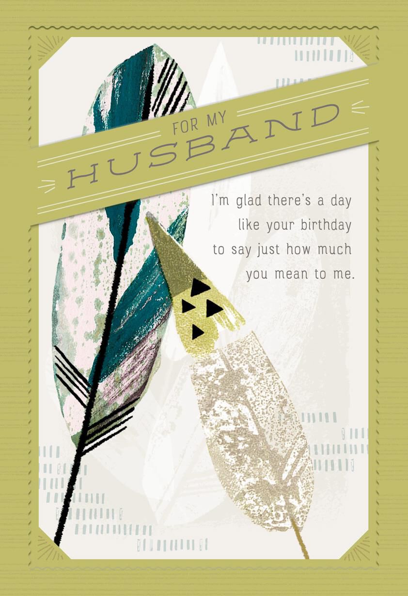Illustrated Feathers Birthday Card for Husband