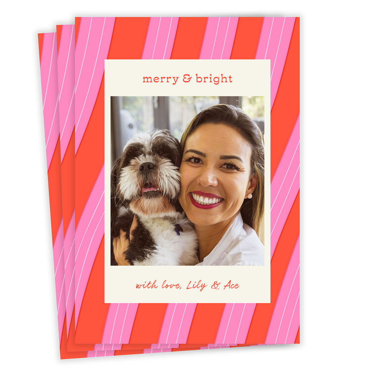 Merry and Bright Peppermint Flat Christmas Photo Card