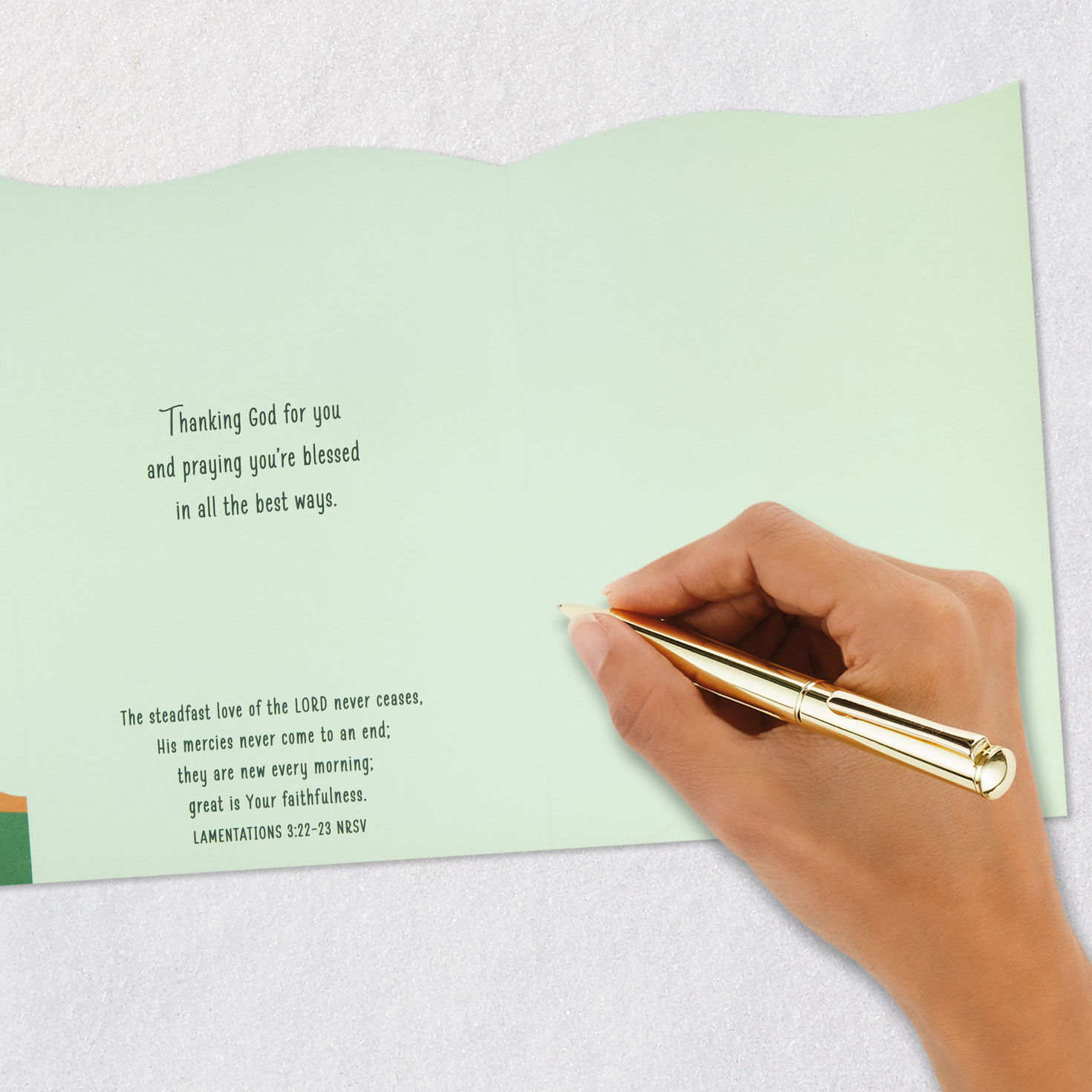 Layered Sunrise and Hills Christian Birthday Card signing card image number 9