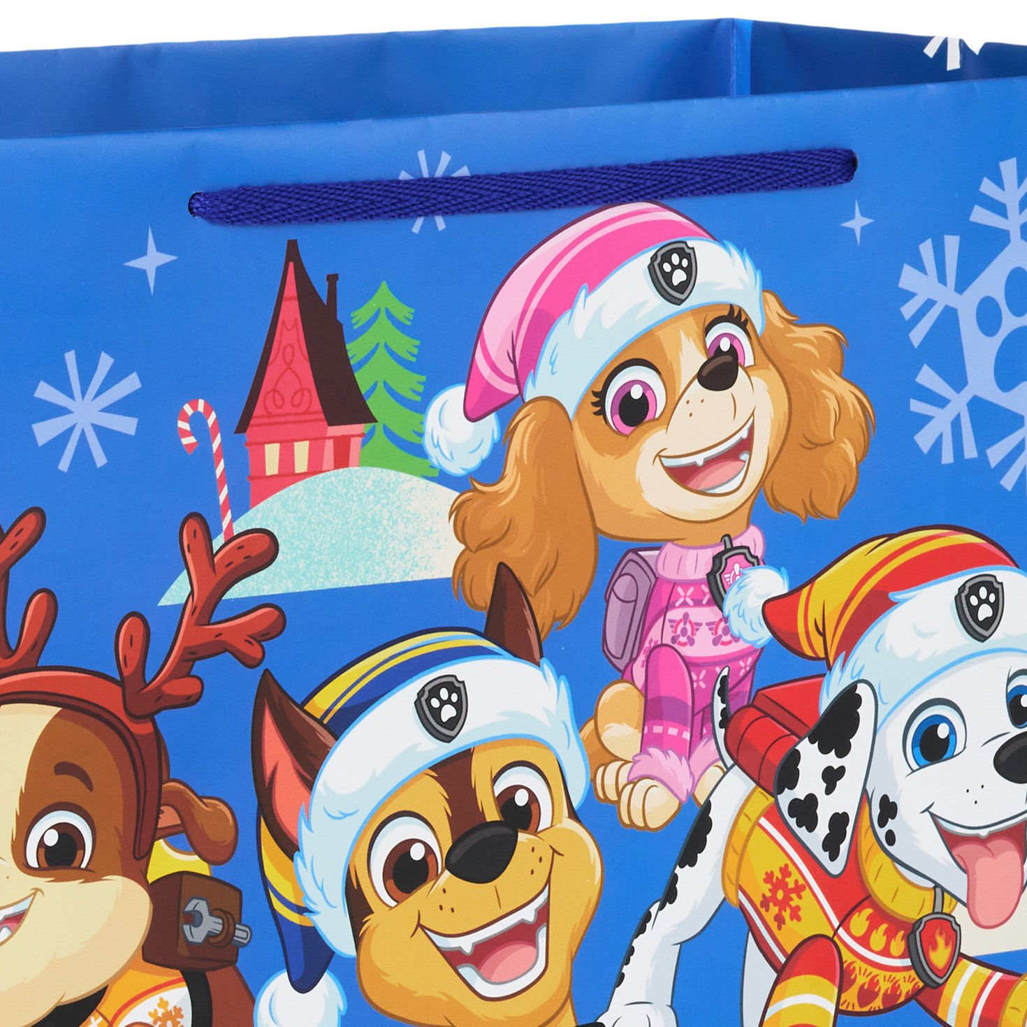 Paw Patrol&trade; Friends on Blue Large Christmas Gift Bag Handle Detail image number 4