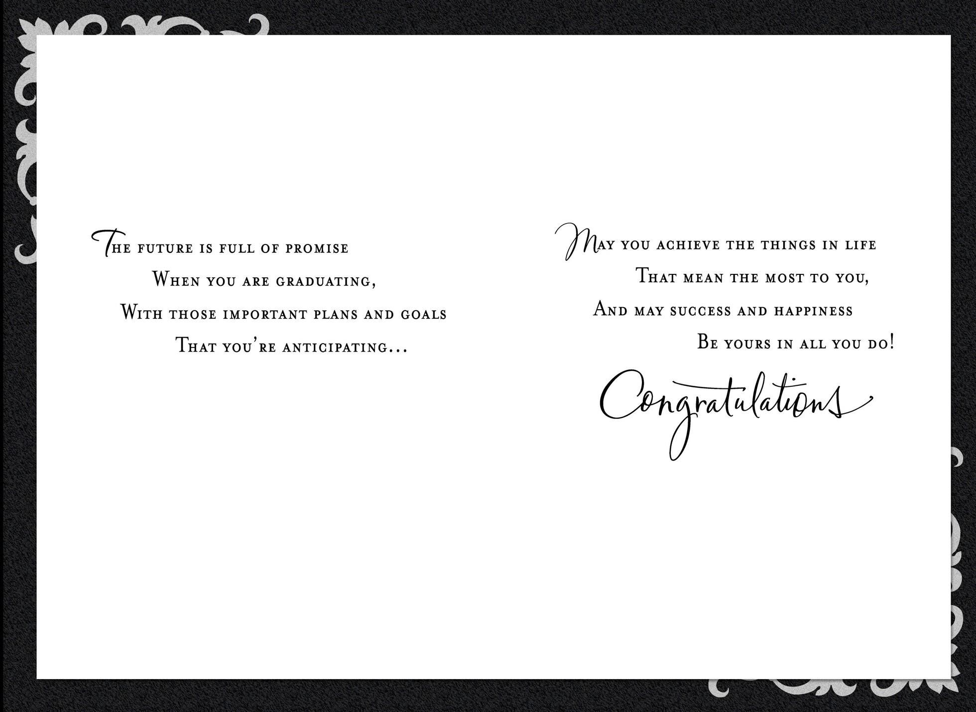 Black and White Scrollwork Graduation Card