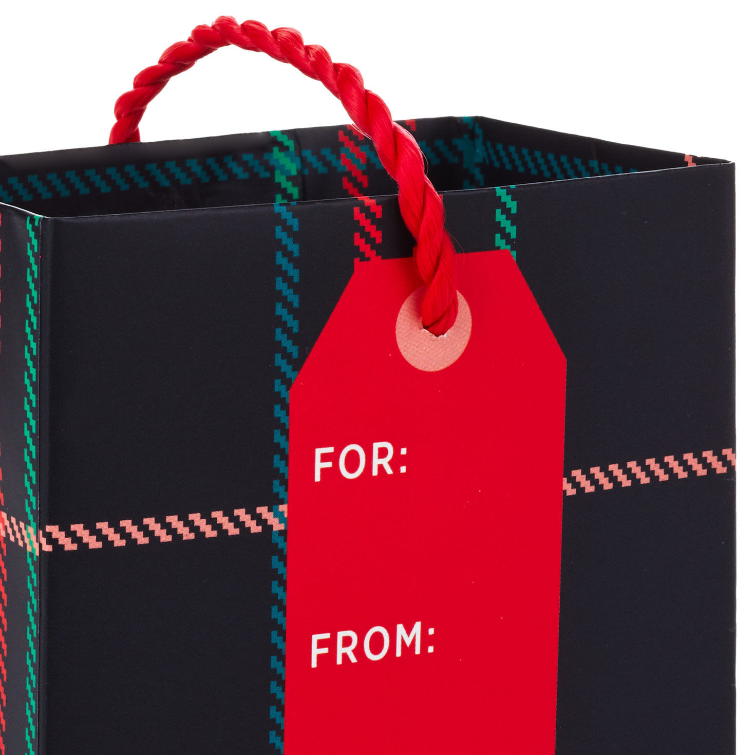 Holiday Plaid Christmas Gift Card Holder Mini Bag Handle Detail image number 4