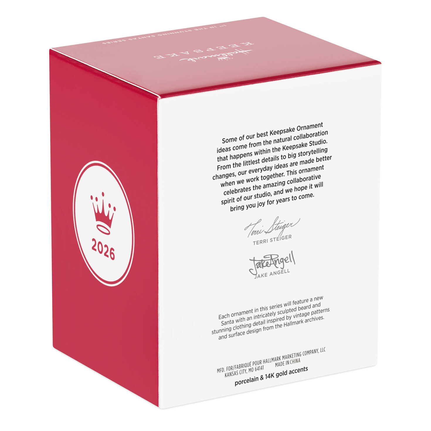 White Porcelain Santa With Gold Keepsake Ornament Package Back image number 8