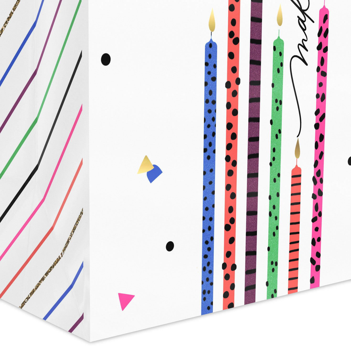 Make a Wish Candles Medium Birthday Gift Bag Base/Side Detail image number 5