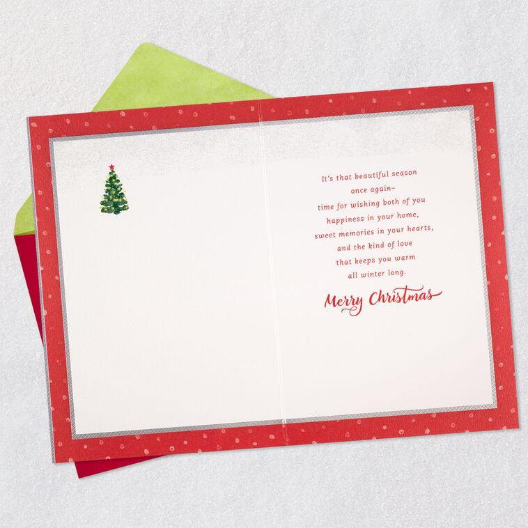 Snowy Cabin Son and Daughter-in-Law Christmas Card Open card with envelope image number 3