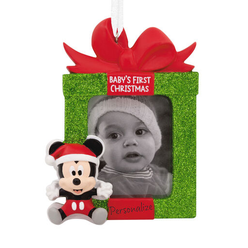 Disney Mickey Mouse Baby's First Christmas Photo Frame Personalized Hallmark Ornament, 