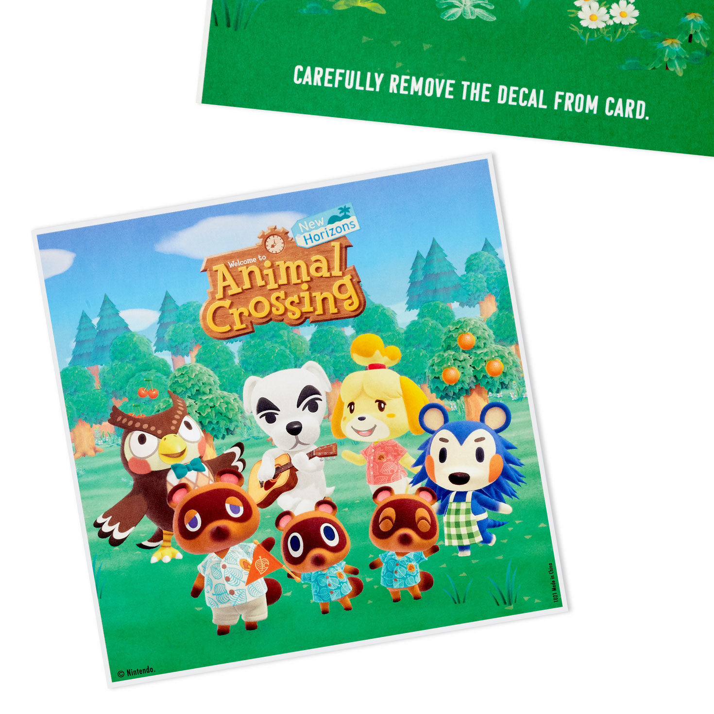 Nintendo Animal Crossing Kids Birthday Card With Decal upclose view image number 5