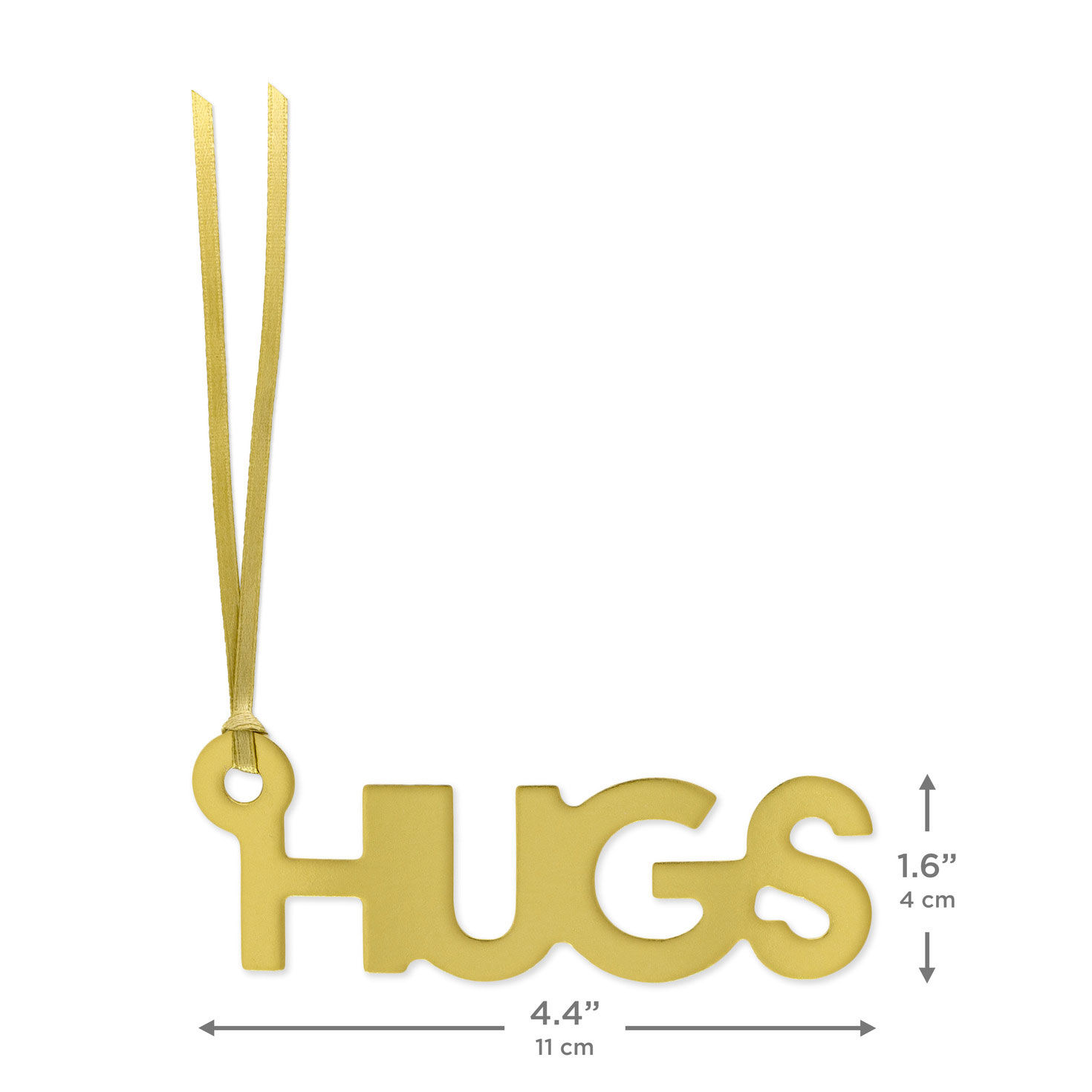 Hugs Die-Cut Gold Gift Trim With Ribbon Hanger measurement image number 3