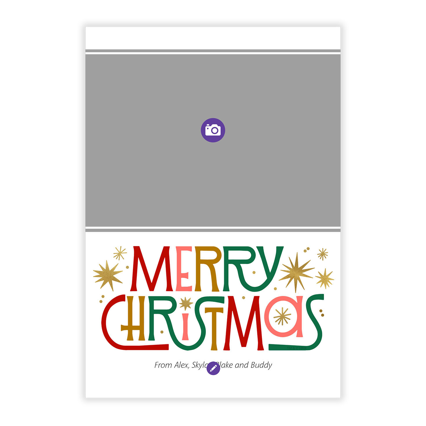 Retro-Style Merry Flat Christmas Photo Card, , large image number 5