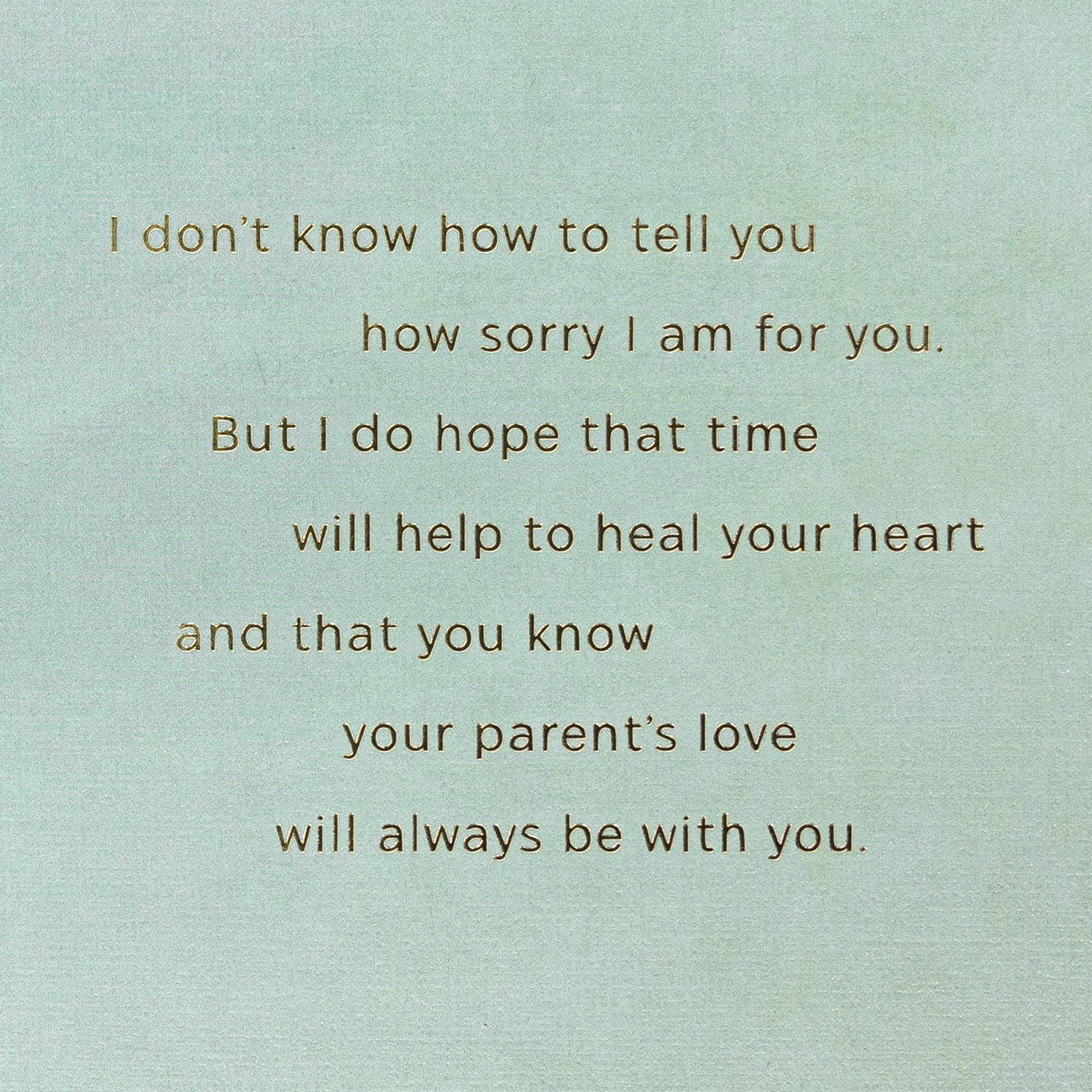 Blue Flower on Teal Parent Sympathy Card Sentiment image number 2