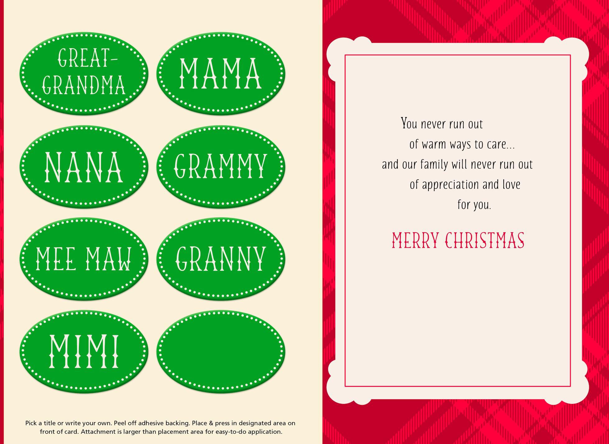 Ornament Christmas Card with Customizable Grandma Stickers