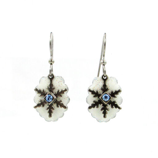 Silver-Tone Twinkle Snowflake Layered Metal Earrings With Crystals, 