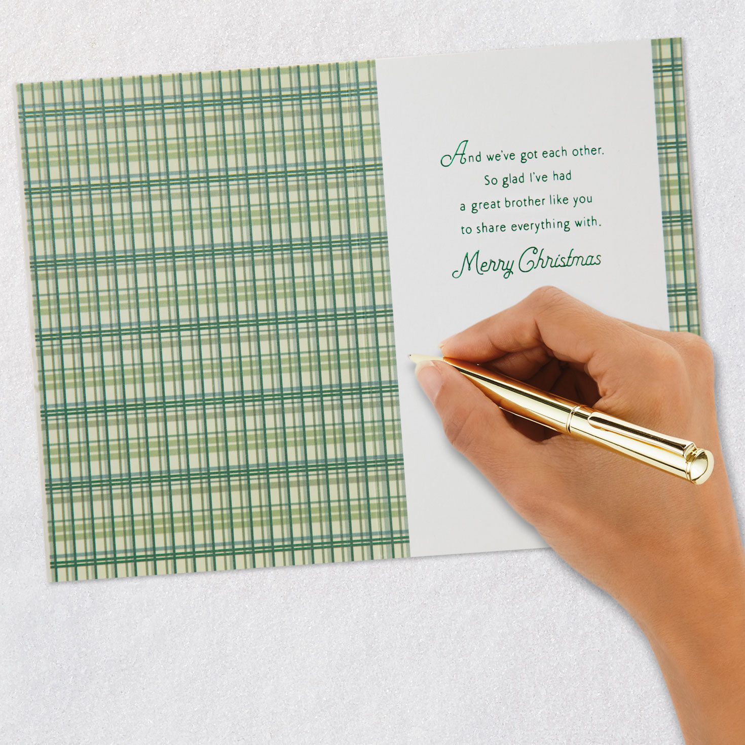 Hot Cocoa and Ornaments Brother Christmas Card Signing card image number 6