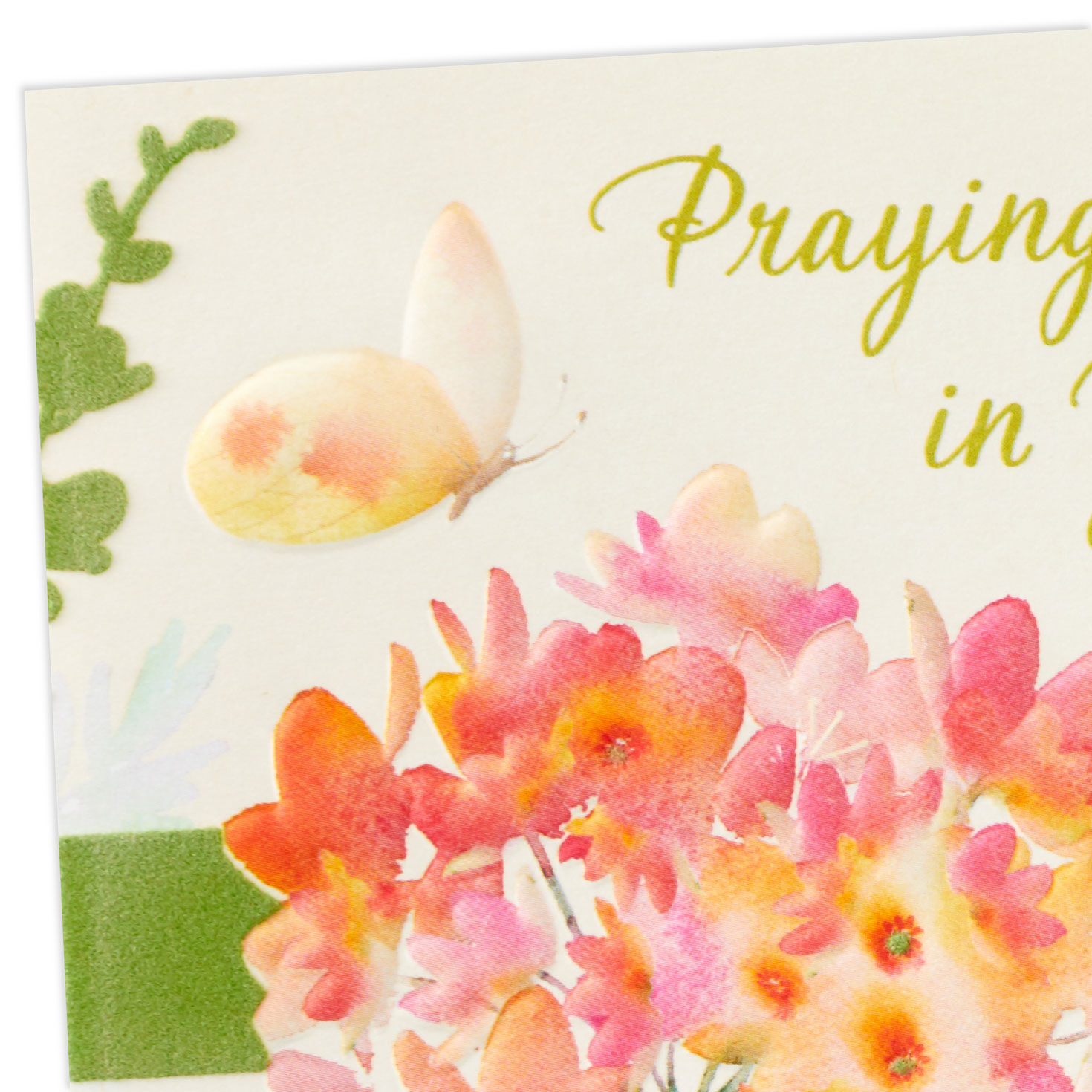 Butterfly and Flowers Religious Sympathy Card Card Front Detail image number 5