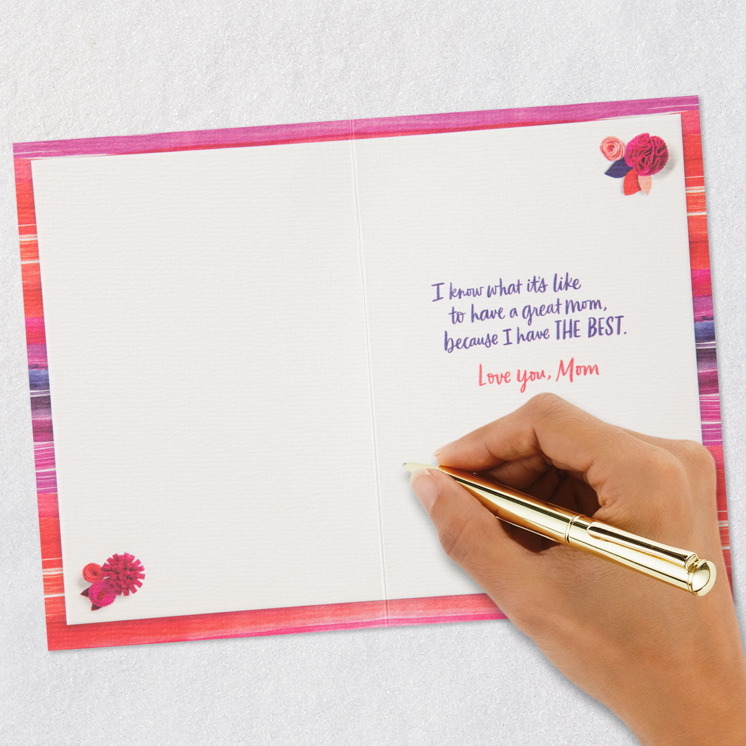 Mod Flowers on White Birthday Card for Mom signing card image number 6