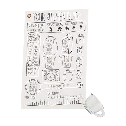 Mud Pie Your Kitchen Guide Measuring Cup and Tea Towel, Set of 2, 