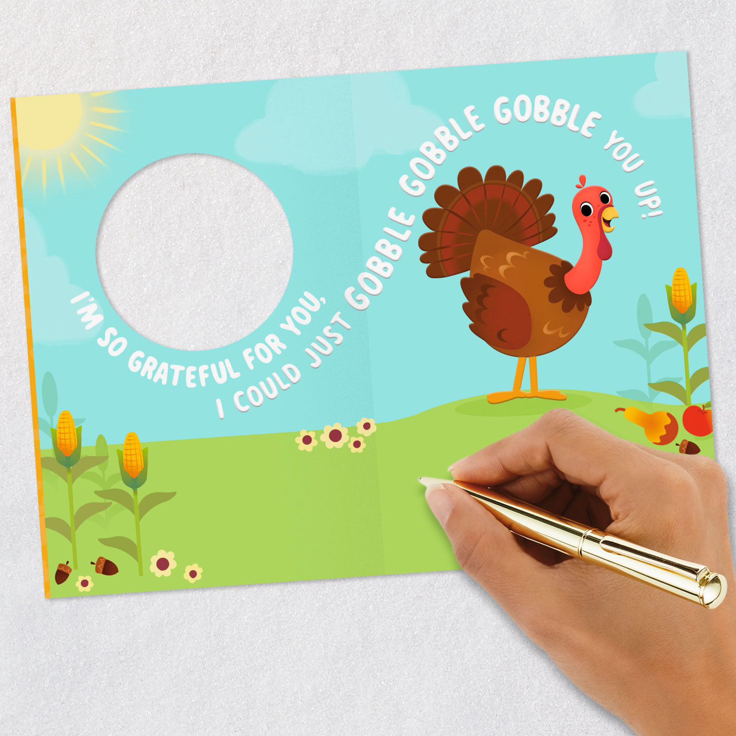 Turkey Cartoon Thanksgiving Card for Nephew signing card image number 5