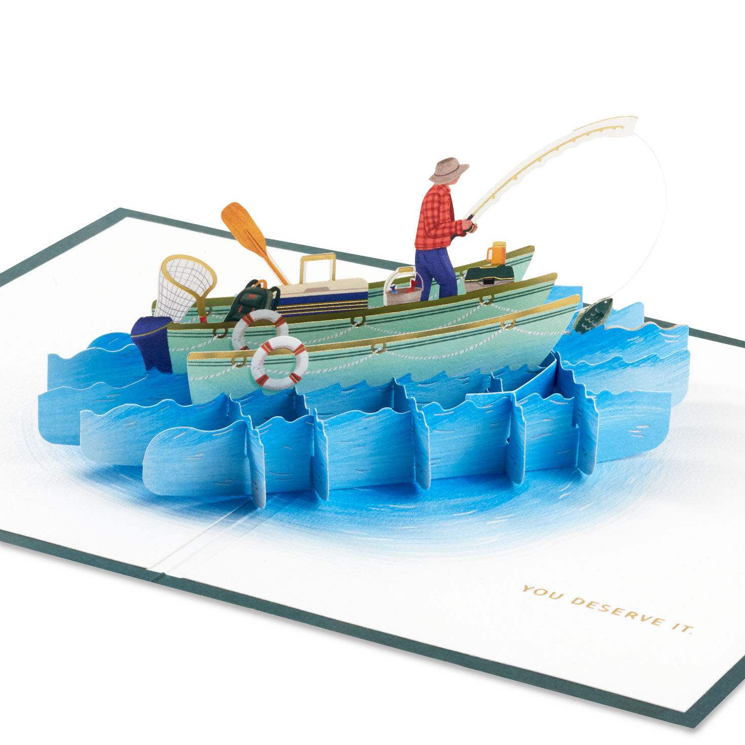 Have a Reel Nice Day, Fishing Boat Pop-Up Card