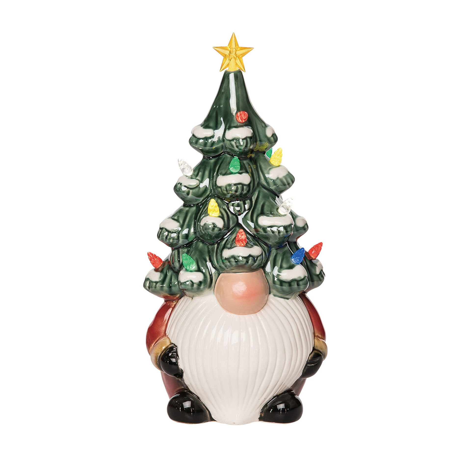 Large Ceramic Light-Up Gnome Christmas Tree, 13" - Seasonal Decor - Hallmark