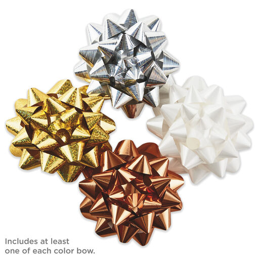 Assorted 12-Pack White, Gold, Silver and Bronze Gift Bows, 