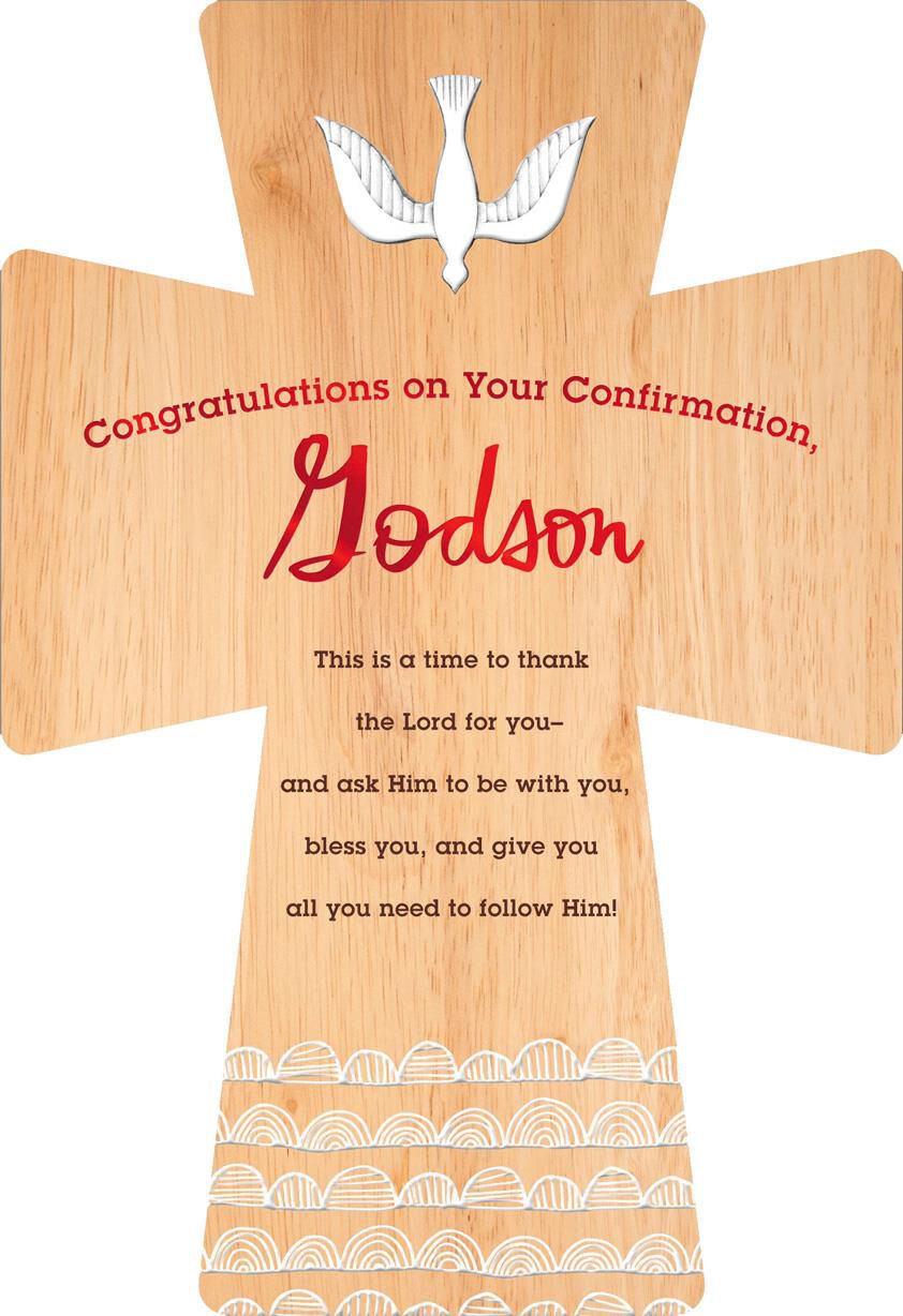 Wood Grain Cross Confirmation Card for Godson