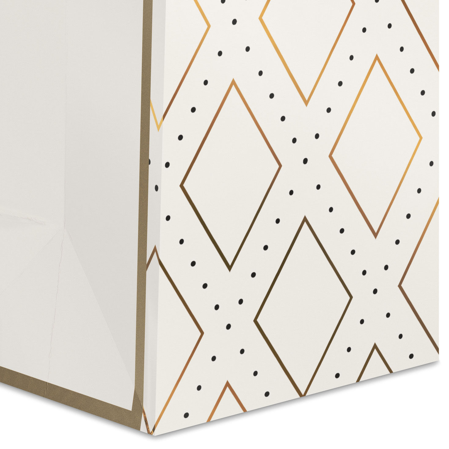 Gold Diamonds and Dots on Cream Wine Bag Base/Side Detail image number 5